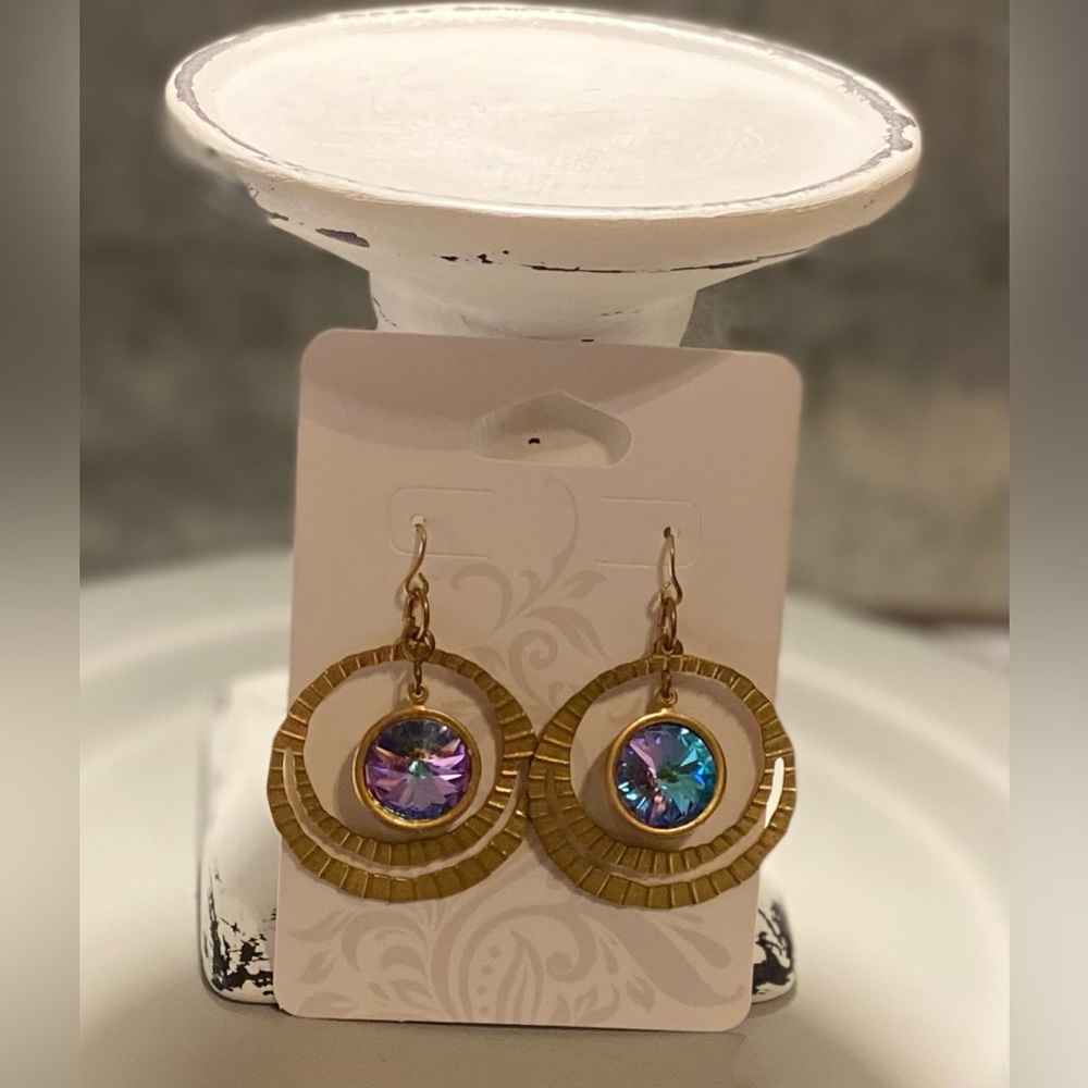Moonstone Gold Hoops (Handmade)